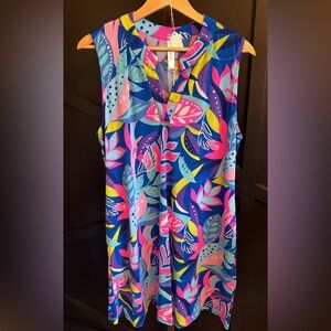 Sleeveless Blue Floral-Print Shift Dress